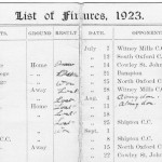 Oxford Downs CC - 1923 Fixtures