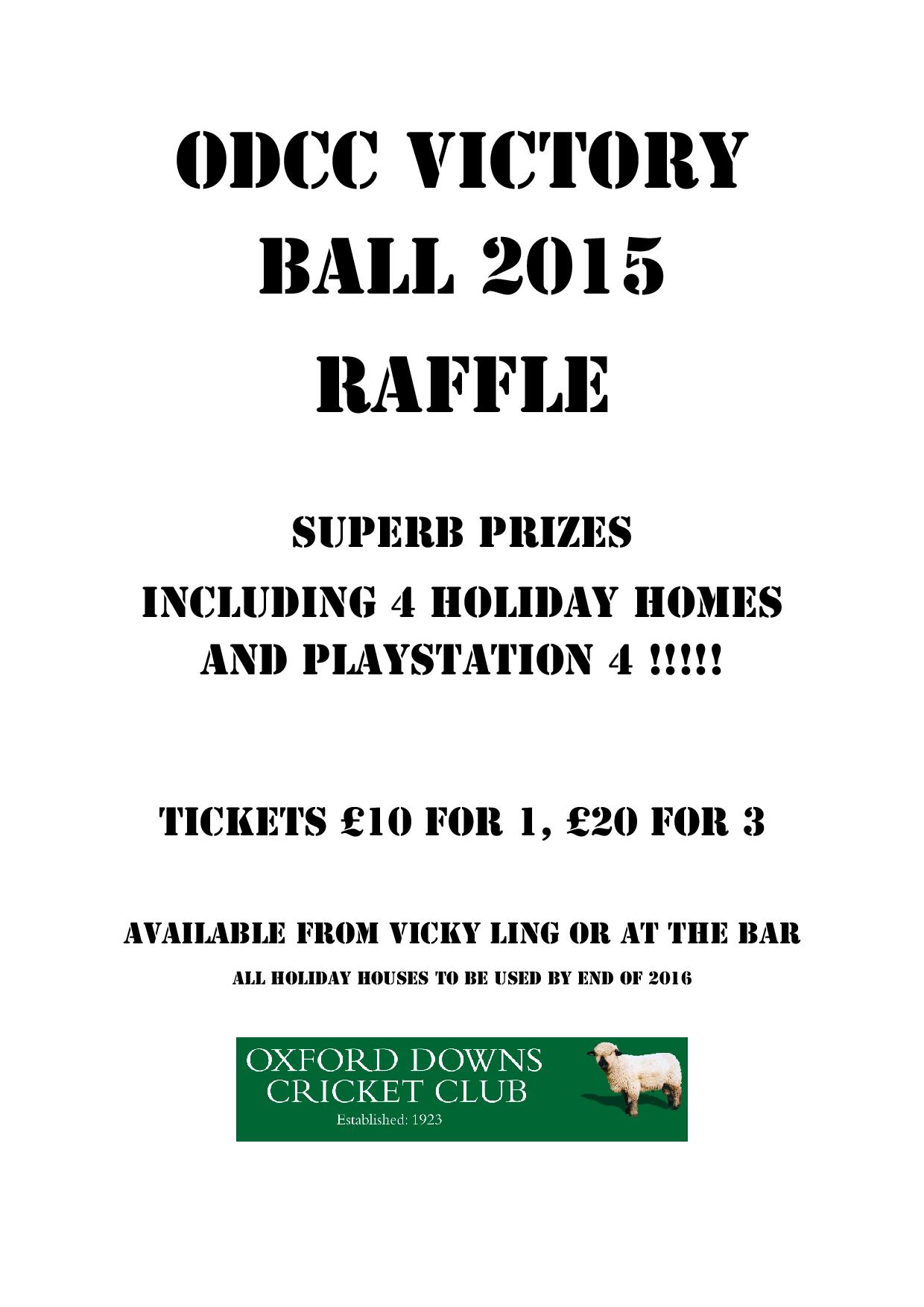 Full list of ODCC Ball 2015 Raffle Prizes