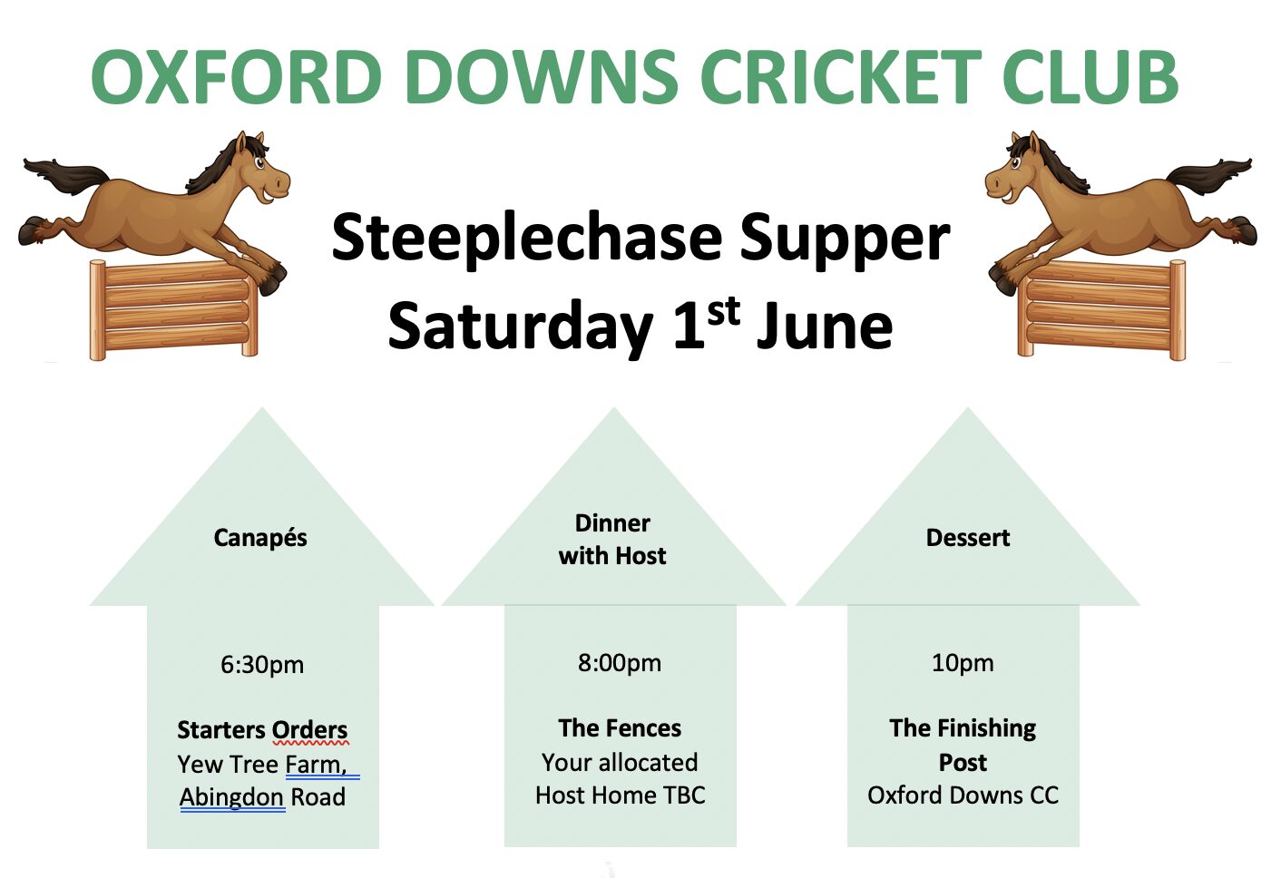 Steeplechase Supper OXFORD DOWNS CC